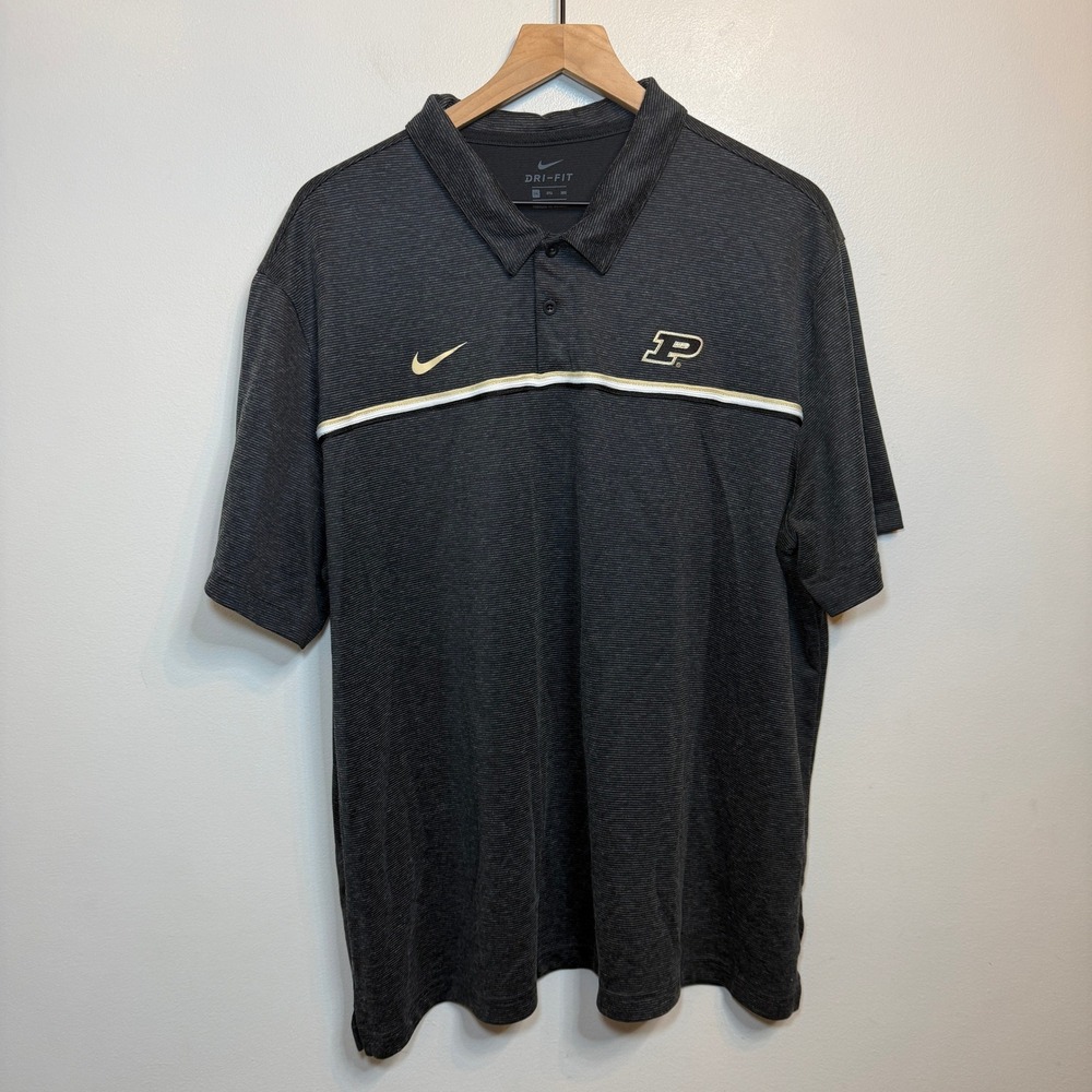 Nike Purdue Boilermakers Dri-FIT Polo Shirt Men's 3XL Black Gray Stripe NCAA